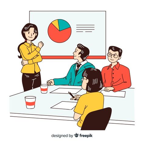 Meeting Drawing, Slide Design Ideas, Korean Drawing Style, Business Drawing, Dentist Cartoon, Korean Drawing, Office Illustration, Office Drawing, Office Cartoon