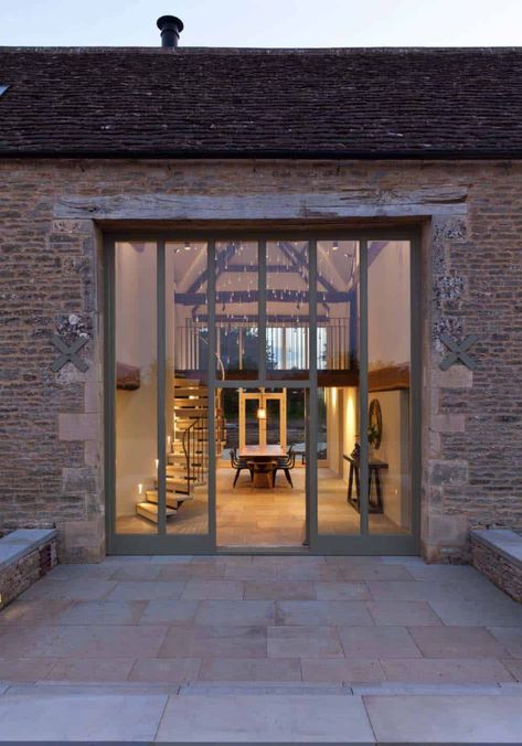 Architecturally striking barn conversion in the Cotswolds Barn Conversion Exterior, Converted Barn Homes, Quince Tree, Barn Conversion Interiors, Architecture Renovation, Tree Cottage, Contemporary Barn, Best Barns, Barn Renovation