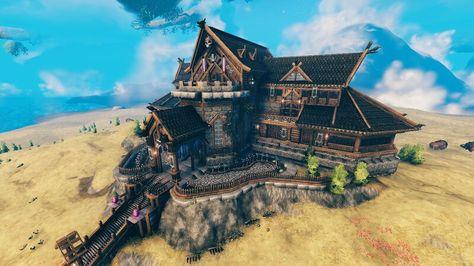 Viking Great Hall, Viking House, Conan Exiles, Planet Coaster, Base Building, Viking Culture, Medieval Houses, Great Hall, Building Concept