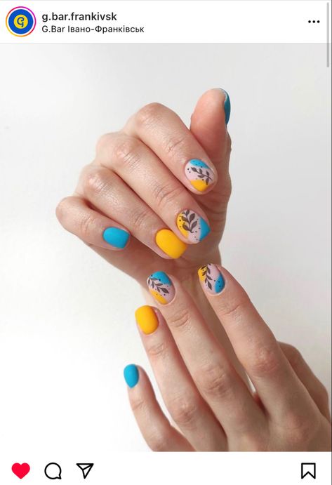 Ukrainian Nail Designs, Ukrainian Nails, Ukraine Nails, Short Nail Design, Ukrainian Flag, Short Nail, Short Nail Designs, Nail Designs Summer, Nails Design