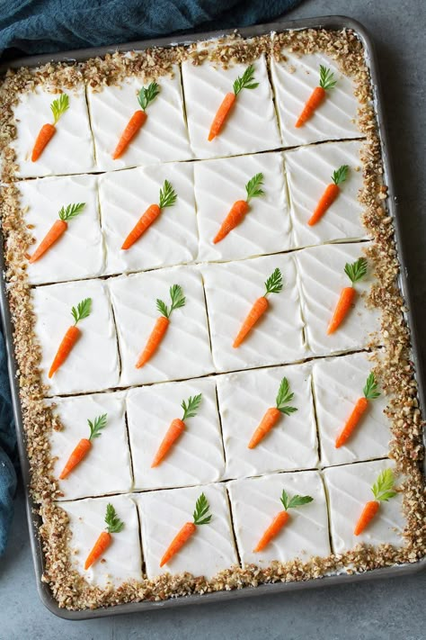 Carrot Sheet Cake - Cooking Classy Carrot Cake Decorating Ideas, Carrot Sheet Cake, Carrot Cake Decoration, Resipi Kek, Torte Cupcake, Sheet Cake Recipes, Salty Cake, Cake Decorating Ideas, Carrot Cake Recipe