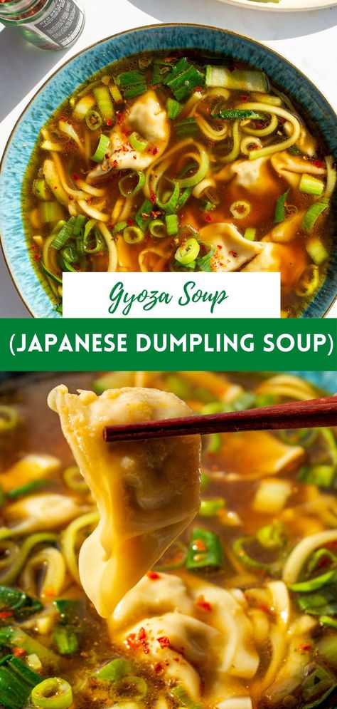 Gyoza Soup Recipe, Gyoza Soup, Soup Japanese, Homemade Broth, Easy Dumplings, Asian Soup Recipes, Japanese Dumplings, Resepi Biskut, Dumpling Soup