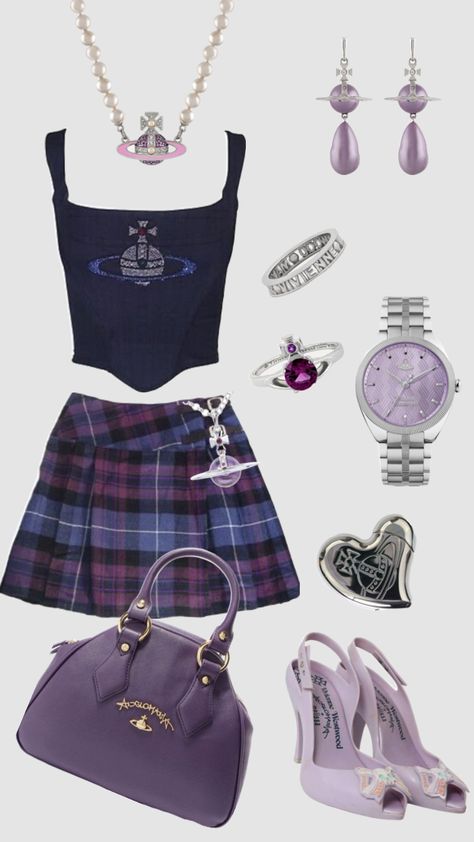 #viviennewestwood #outfitinspo #purple #purpleoutfit #viviennewestwoodnecklace Vivienne Westwood Clothes, Pokemon Clothes, Girly Fits, Downtown Outfits, Earthy Outfits, Purple Outfits, 2000s Fashion Outfits, Winter Outfits Women, Dark Fashion