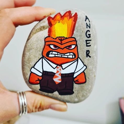 Rock painting by T. on Instagram: “Anger  Day 29 inside out.  #rockpaintingbytchallenge . .  #thekindnessrocksproject #paintedpebbles #actsofkindness #payitforward…” Painting Anger, Angry Inside, Rock Ideas, Kindness Rocks, Pebble Painting, Painted Rock, Random Acts Of Kindness, Rock Painting, Rock Art