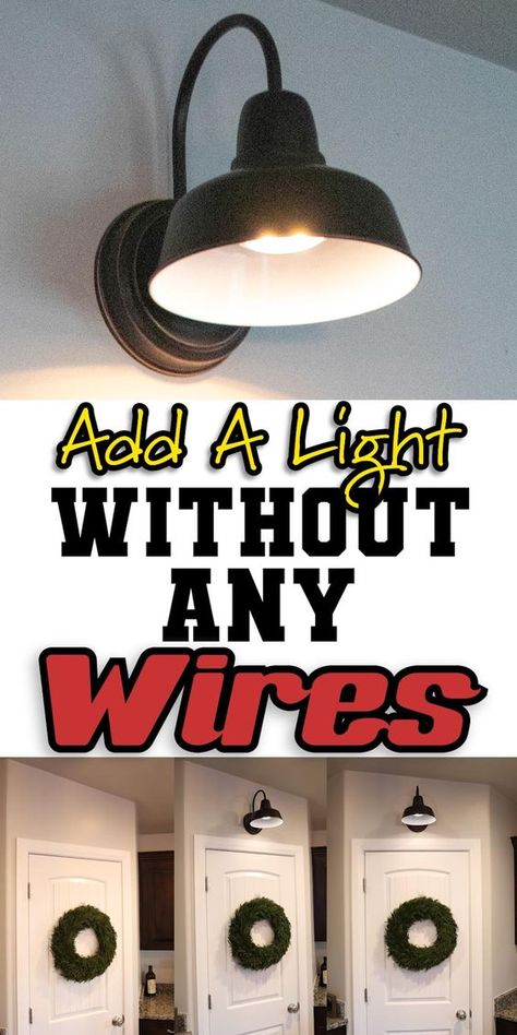 How To Light A Room, Diy Wall Lamp, Diy Wall Light, Diy Lighting Ideas, Light Fixture Makeover, Easy Home Upgrades, Wireless Lighting, Diy Lampe, Salon Suites