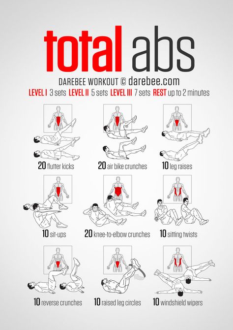 10 Free Printable Workouts to Get Fit Anywhere Core Workout Men, Total Ab Workout, Fat Burning Abs, Total Abs, Beginner Pilates, Trening Sztuk Walki, Sixpack Workout, Ab Core Workout, Ab Routine