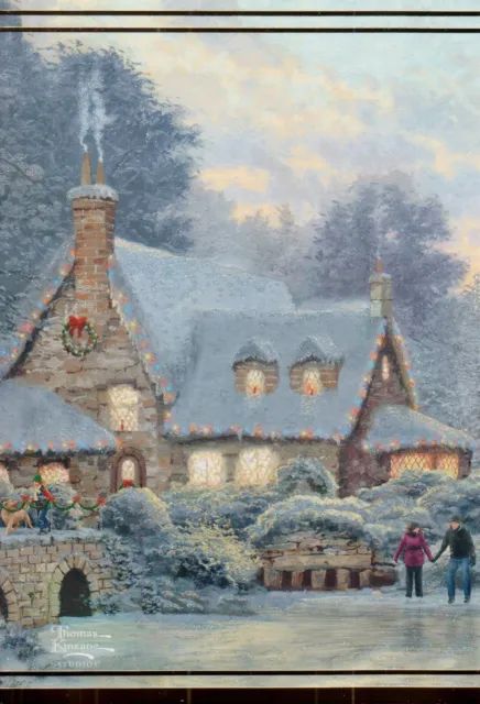 Hallmark Thomas Kinkade Ice Skating At the Cottage Christmas Greeting Card Hallmark Christmas Cards, Thomas Kinkade Art, Thomas Kinkade Paintings, Thomas Kinkade Christmas, Kinkade Paintings, Christmas Tree Wallpaper, Hallmark Greeting Cards, Boxed Christmas Cards, Hallmark Christmas Ornaments