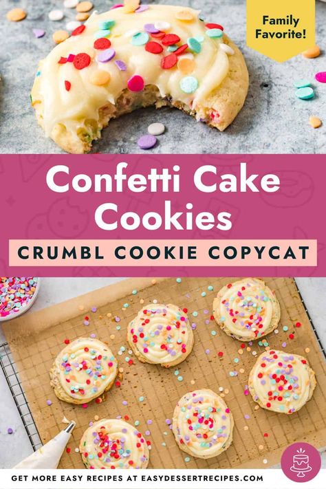 Homemade Confetti Cake, Crumbl Cookie Copycat Recipe, Confetti Cake Mix Cookies, Crumbl Cookie Copycat, Confetti Cake Cookies, Homemade Confetti, Chewy Cake, Cookies Crumbl, Fall Desserts Thanksgiving