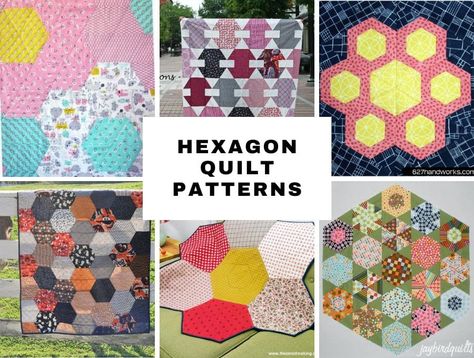 Hexie Quilts Patterns Hexagons, Quilt As You Go Hexagons, Hexagon Quilt Patterns, Hexagon Quilt Tutorial, Hexagon Quilt Pattern, Fat Quarter Quilt Pattern, Triangle Quilt Pattern, Lap Quilt Patterns, Mini Quilt Patterns