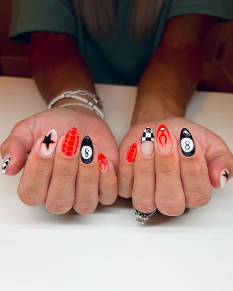 All Posts • Instagram Super Fun Nails, Mix And Match Nails Summer, Acrylic Nails With Different Designs On Each Nail, Bright Heart Nails, Full Nail Art Designs, Nail Ideas Acrylic Western, Trendy Easy Nails, Fun Retro Nails, Summer Nails Maximalist