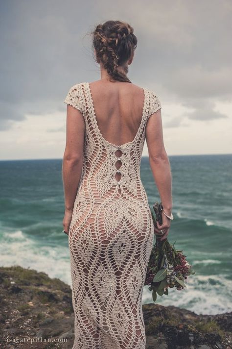 Crochet - Vestidos Bride Crochet, Crochet Wedding Dresses, Crocheted Dress, Mode Crochet, Crochet Wedding, Crochet Dresses, Crochet Bookmarks, Crochet Dress Pattern, Crochet Woman