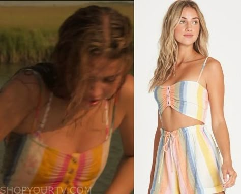 Sarah Cameron Fashion, Clothes, Style and Wardrobe worn on TV Shows | Shop Your TV Sarah Cameron Style, Outer Banks Season 1, Wedding Dress Top Styles, Cheap Crop Tops, Outer Banks Outfits, Crop Top Wedding Dress, Outer Banks Style, Sarah Cameron, Sneaker Outfits