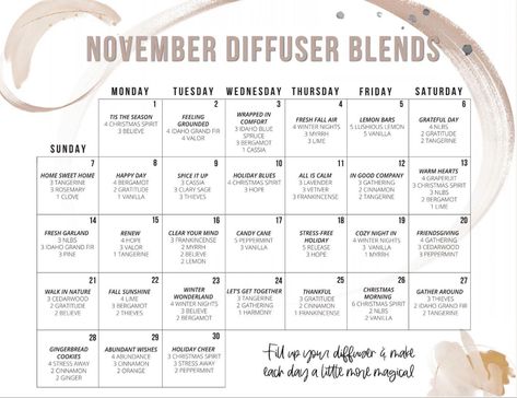 November Diffuser Blends, Young Living Diffuser Recipes, Homemade Room Spray, Candle Blends, Young Living Diffuser, Essential Oil Diffuser Blends Recipes, Essential Oil Bag, Essential Oil Diffuser Recipes, Oil Diffuser Recipes