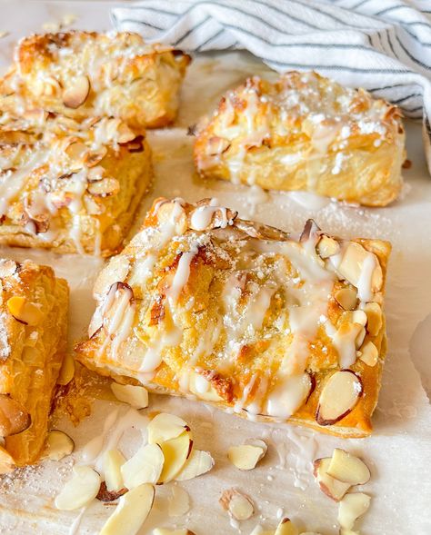 Almond Danishes Almond Danish Recipe, Almond Paste Recipes, Chocolate Chunk Brownies, Butter Sugar Cookies, Almond Pastry, French Baking, Danish Pastry, Puff Recipe, My Love Language