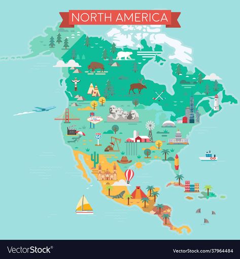 North America Map, America Map, Png Images, North America, Las Vegas, Print On Demand, Vector Free, Vector Images, Vector Illustration