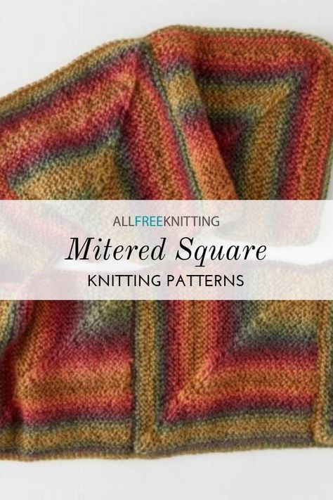 Mitered Square Knitting, Square Knitting Patterns, Yarn Room, Modular Knitting, Knit Coaster, Candlewicking Embroidery, Knitting Squares, Knitted Stuff, Mitered Square