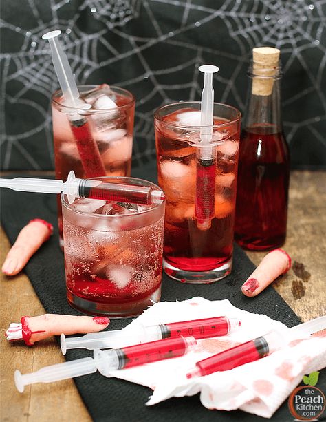 Bloody Shirley Temple Iv Bag Drinks, Mummy Meatballs, Halloween Bbq, Halloween Beverages, Party Food Halloween, Halloween Iv, Shirley Temple Recipe, Halloween Recipes Drinks, Period Party