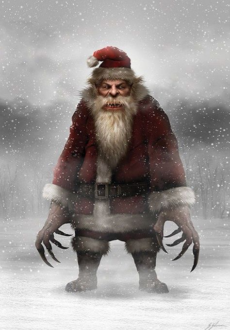 Dark Santa Claus, Evil Christmas Elf, Christmas Villains, Christmas Horror Art, Scary Santa, The Nightmare Before Christmas Halloween, Santa Claus Pictures, Scary Christmas, Christmas Horror