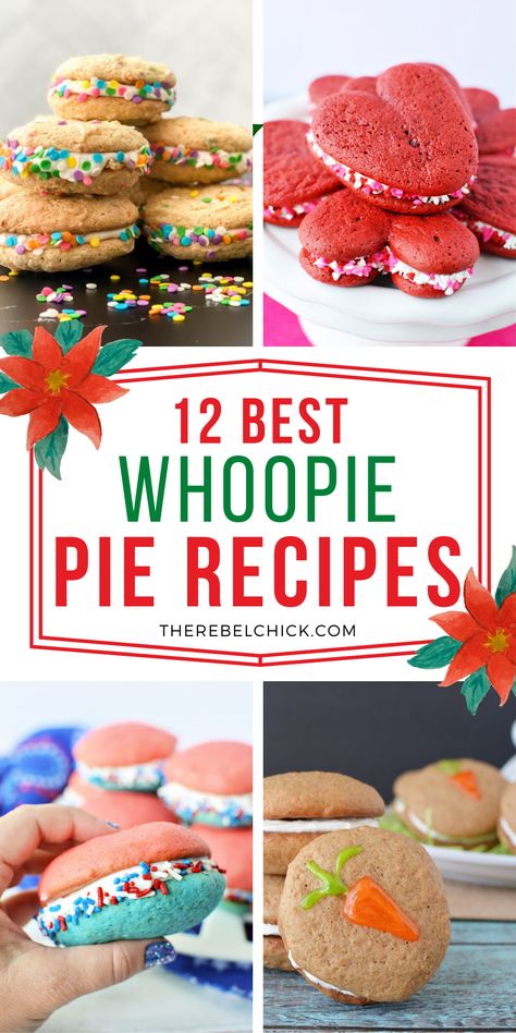 12+ Wonderful Whoopie Pie Recipes Halloween Whoopie Pie Recipe, Holiday Whoopie Pies, Whoppie Pies Christmas, Whoppy Pie, Whoppie Pies Recipes, Funfetti Whoopie Pies, Woopie Cookies Cake Mixes, Whoopie Pie Flavors, Whoopi’s Pies