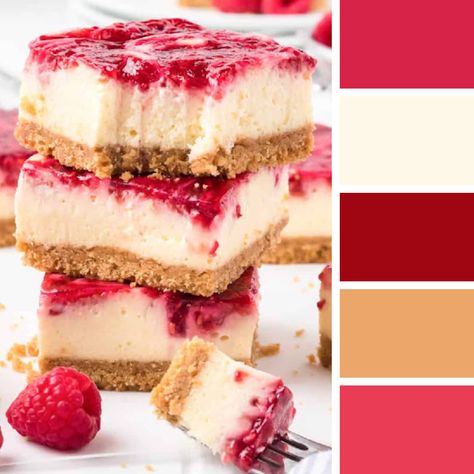 Cheesecake Color Palette, Rasberry Cheesecake, Raspberry Cheesecake Bars, Food Inspired, Colour Pallets, Raspberry Cheesecake, Cheesecake Bars, Autumn 2024, Color Pallets