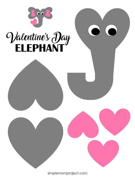 See this post for a FREE printable template to make your own Valentine's Day Elephant! This simple DIY Elephant Valentine's Day card is an easy craft for toddlers, big kids and adults to make. Great for classroom Valentine's Day art projects. #ValentinesDayCard #ValentinesDayCrafts Elephant Craft, Valentines Day Crafts For Preschoolers, Elephant Valentine, Toddler Valentine Crafts, Valentines Bricolage, Valentine Art Projects, Easy Toddler Crafts, Elephant Crafts, February Crafts