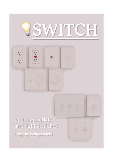 switch 💡; nine 2t4 outlets and light switches | simgguk on Patreon Sims 4 Light Cc Patreon, Sims 4 Cc Household Items, Sims 4 Cc Aesthetic Decor, Sims 4 Build Cc Clutter, Around The Sims 4, 4 Aesthetic, Sims Inspiration, Muebles Sims 4 Cc, Cc Furniture