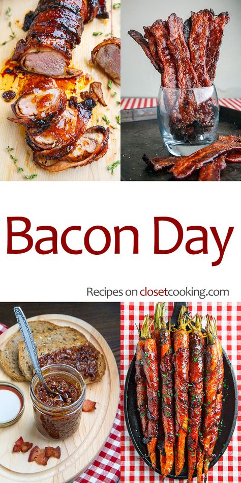 The ultimate collection of the best bacon recipes for National Bacon Day! Baconlicious! Unique Bacon Recipes, Lamb Bacon, National Bacon Day, Bacon Party, Bacon Day, Bacon Dishes, Bacon Fried Cabbage, Closet Cooking, Pork Bacon