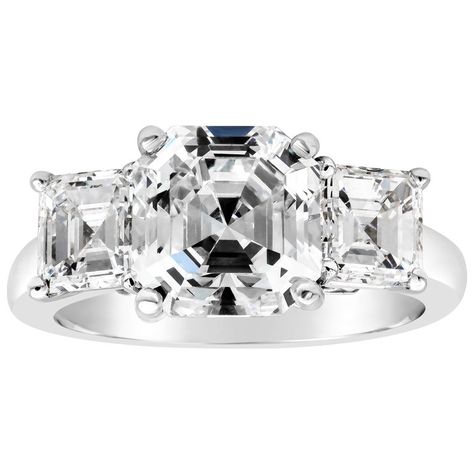 Roman Malakov - Asscher Cut Three-Stone Engagement Ring Contemporary Diamond Platinum Timeless Engagement Ring, Contemporary Engagement Rings, Asscher Diamond, Engagement Ring Prices, Asscher Cut Diamond, Modern Engagement Rings, Gorgeous Engagement Ring, Three Stone Diamond, Asscher Cut