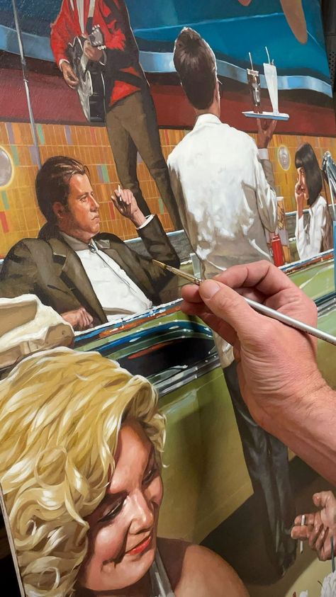 willrochfortart on Instagram: My Pulp Fiction painting! What film should I do next? Pulp Fiction Painting, Fiction Painting, Drawing Heads, Pulp Fiction, Pottery Painting, Art Techniques, Art Art, Oil Painting, Portfolio