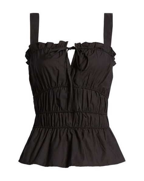 TOPSHOP Cotton Poplin Corset Camisole In Black At Nordstrom Rack - Lyst Long Sleeve Playsuit, Black Tube Top, Corset Blouse, Black Tube, Puff Sleeve Crop Top, Black Camisole, Ruffle Long Sleeve, Topshop Outfit, Sweaters Oversized