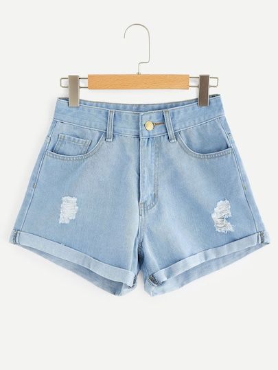 Plain Pants, Ripped Denim Shorts, Trendy Swimwear, Cropped Denim Jacket, Ripped Denim, Shorts Jeans, Type Of Pants, Cropped Denim, Casual Denim