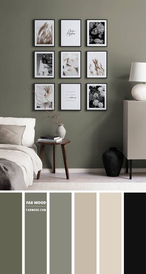 Colour Scheme Bedroom, Bedroom Colour, Bedroom Color Combination, Sage Green Bedroom, House Color Palettes, Bedroom Wall Colors, Bedroom Decorating Ideas, Bedroom Idea, Neutral Bedroom