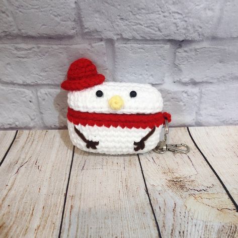 Crochet snowman,crochet airpod case,crochet AirPod pro case Crochet Airpods, Crochet Apple, Candle Organization, Crochet Organizer, Airpod Pro Case, Crochet Idea, Crochet Snowman, Crochet Storage, Ellicott City