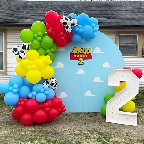 Toy Story Party Decorations, Toy Story Theme, 2nd Birthday Party Themes, Toy Story Birthday Party, Birthday Toys, Blue Yellow Red, Theme Birthday Party, Toy Story Birthday, Toy Story Party