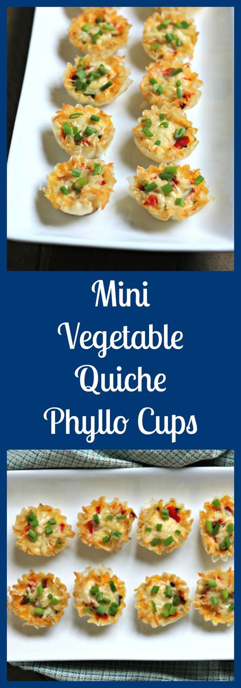 Quiche Mini, Appetizer Night, Cup Appetizers, Phyllo Recipes, Brunch Appetizers, Vegetable Quiche, Mini Tarts, Phyllo Cups, Mini Quiches