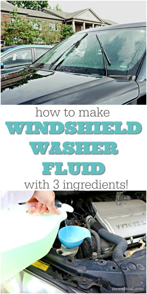 Windshield washing fluid is a necessity for any driver, and this tutorial will show you How to Make Windshield Washer Fluid with only 3 ingredients that you may already have in your pantry! #windshieldwasher #carcleaning #cleaningtip #windshield #automobile via @Mom4Real Washer Fluid For Car, Diy Washer Fluid For Car, Windshield Washer Fluid Diy, Homemade Windshield Washer Fluid, Windshield Cleaner, Homemade Toilet Cleaner, Bathroom Spray, Clean Baking Pans, Hardwood Floor Cleaner