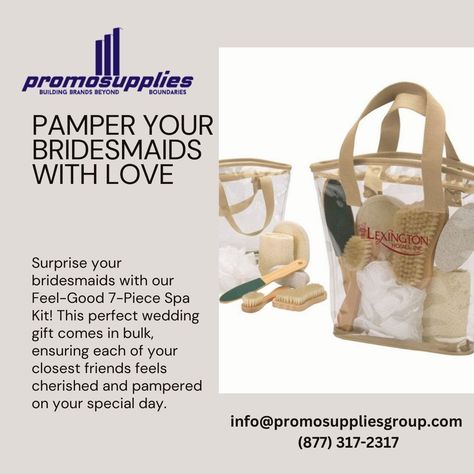 Feel-Good 7-Piece Spa Kit – Perfect for Brides & Spa Events! BULK Wholesale prices available! Ideal for bridal showers, wedding favors, or bulk spa events, this set is designed to deliver a calming, feel-good experience. Available in bulk for weddings, events, or spas! SHOP TODAY at https://promosuppliesgroup.com/ #BridalSpaKit #WeddingFavors #SpaEssentials #FeelGoodVibes #SelfCare #BridalPartyGifts #SpaInBulk #LuxurySpa #PamperYourself #eventfavors #SpaDay #relaxandrecharge #promotionalprodu... Event Favors, Spa Essentials, Perfect Wedding Gift, Luxury Spa, Spa Kit, Brand Building, Bridal Party Gifts, Bridal Showers, Spa Day