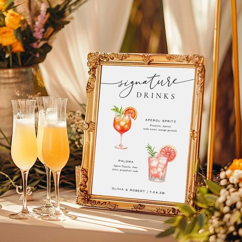 Signature Drinks Sign Template, Signature Cocktail Sign, His and Hers Bar Sign, Minimalist Wedding Bar Sign, Editable Template - Etsy Signature Drink Signage, Cocktail Sign Wedding, Wedding Drink Sign, Signature Drink Sign, Cocktail Sign, Signature Cocktails Wedding, Drinks Sign, Signature Cocktail Sign, Dream Wedding Reception