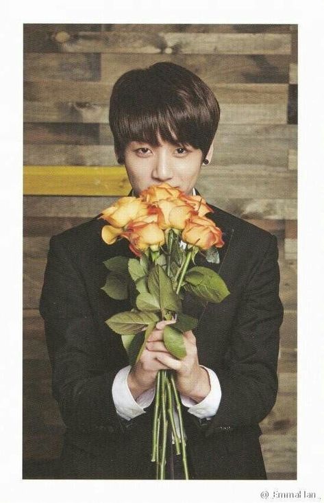 Bts Zodiac Signs, Jungkook Seven, Wildflower Tattoo, Jungkook V, Flowers Gif, Holding Flowers, Book Talk, Hanging Flowers, Jung Kook