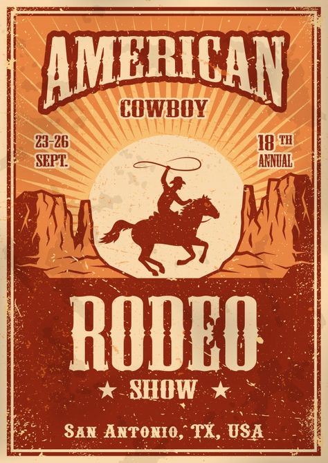 Cowboy Poster, Rodeo Poster, Cowboy Posters, Western Posters, Vintage Paper Textures, American Cowboy, Old Western, Wilde Westen, Cowboy Rodeo