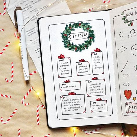 Bullet Journal Christmas Gift List, Bullet Journal Christmas, December Bullet Journal, Bullet Journal Set Up, Creating A Bullet Journal, Bullet Journal Hacks, Bullet Journal Mood, Printable Planner Pages, Paper Notebook