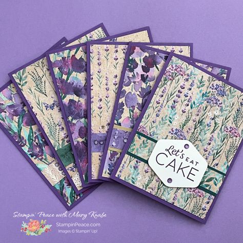 Give Handmade A2 Cards in a coordinating Card Folder Lavender Stamp, Purple Cards, Card Making Tutorials, Birthday Cards Diy, Stamping Up Cards, Fun Fold Cards, Card Tutorials, Card Sketches, Floral Cards