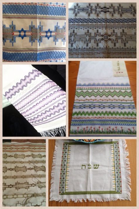 Jewish Huck Embroidery (Swedish Weaving) - - Cantor Debbie Jewish Knitting Patterns, Huck Lace Weaving Patterns, Jewish Embroidery, Jewish Cross Stitch, Swedish Weaving Placemats, Swedish Weaving On Monks Cloth, Huck Embroidery, Jewish Music, Huck Weaving