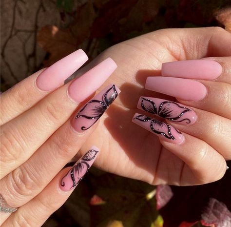 Nails Disney, Butterfly Nail Designs, Pointy Nails, Coffin Nails Long, Disney Nails, Summer Acrylic Nails, Butterfly Nail, Coffin Nails Designs, Fire Nails