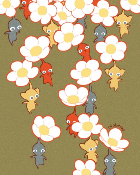 Pikmin Wallpaper, Bloom Wallpaper, Forest Spirits, 귀여운 음식 그림, Wallpaper Set, Nintendo Art, Ipad Wallpaper, Art Plastique, Cute Illustration