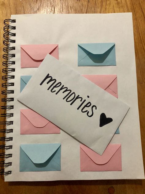 A great idea for a gift, a memories notebook. Diary Gift Ideas For Boyfriend, Birthday Book Ideas Scrapbook For Boyfriend, Memory Notebook Ideas, Couple Memories Book, Diy Memory Book Ideas, How To Make A Memory Book For Boyfriend, One Year Notebook, Notebook Gift Ideas Boyfriend, Memories Notebook Ideas