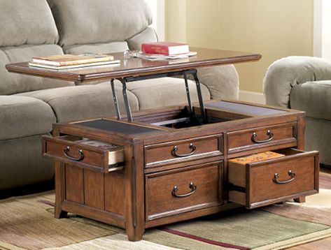 Mathis Coffee Table Trunk with Lift Top - lift-top coffee tables Wood Lift Top Coffee Table, Lift Coffee Table, Wood Cocktail Table, Brown Coffee Table, Office Library, Coffee Table Trunk, Coffee Table With Drawers, Coffee Table Dimensions, Muebles Living