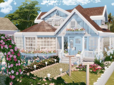 iLoveSARAmoonKIDS — msqsimscreations: This house features 1... Sims4 Furniture, Sims 4 Houses Layout, Lotes The Sims 4, The Sims 4 Lots, Sims Freeplay Houses, Die Sims 4, Sims Houses, Sims 4 House Plans, Sims 4 House Building