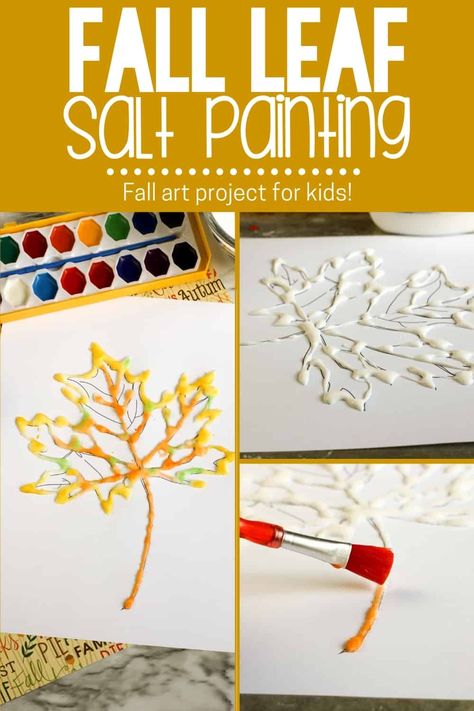 Fall Leaf Art Projects, Salt Art, September Crafts, Autumn Leaves Craft, Salt Painting, Preschool Art Projects, Autumn Leaves Art, Fall Preschool Activities, Fall Art Projects