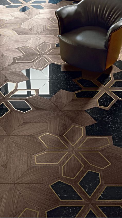 Italian manufacturer Foglie d'Oro brings high-quality, responsibly sourced materials and precision craftsmanship together with as much expertise as the elements in its high-end parquet floors. Italian Flooring Design, Lobby Flooring, Floor Pattern Design, Wood Floor Pattern, Flooring Pattern, Parquet Design, Floor Pattern, Wood Parquet Flooring, Parquet Floors